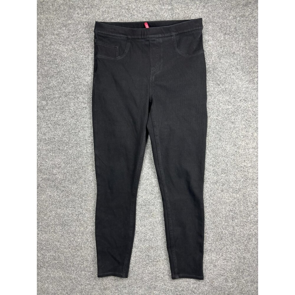 Spanx JeanLeggings Pants Womens Large Black Pull On Stretch Skinny Ankle